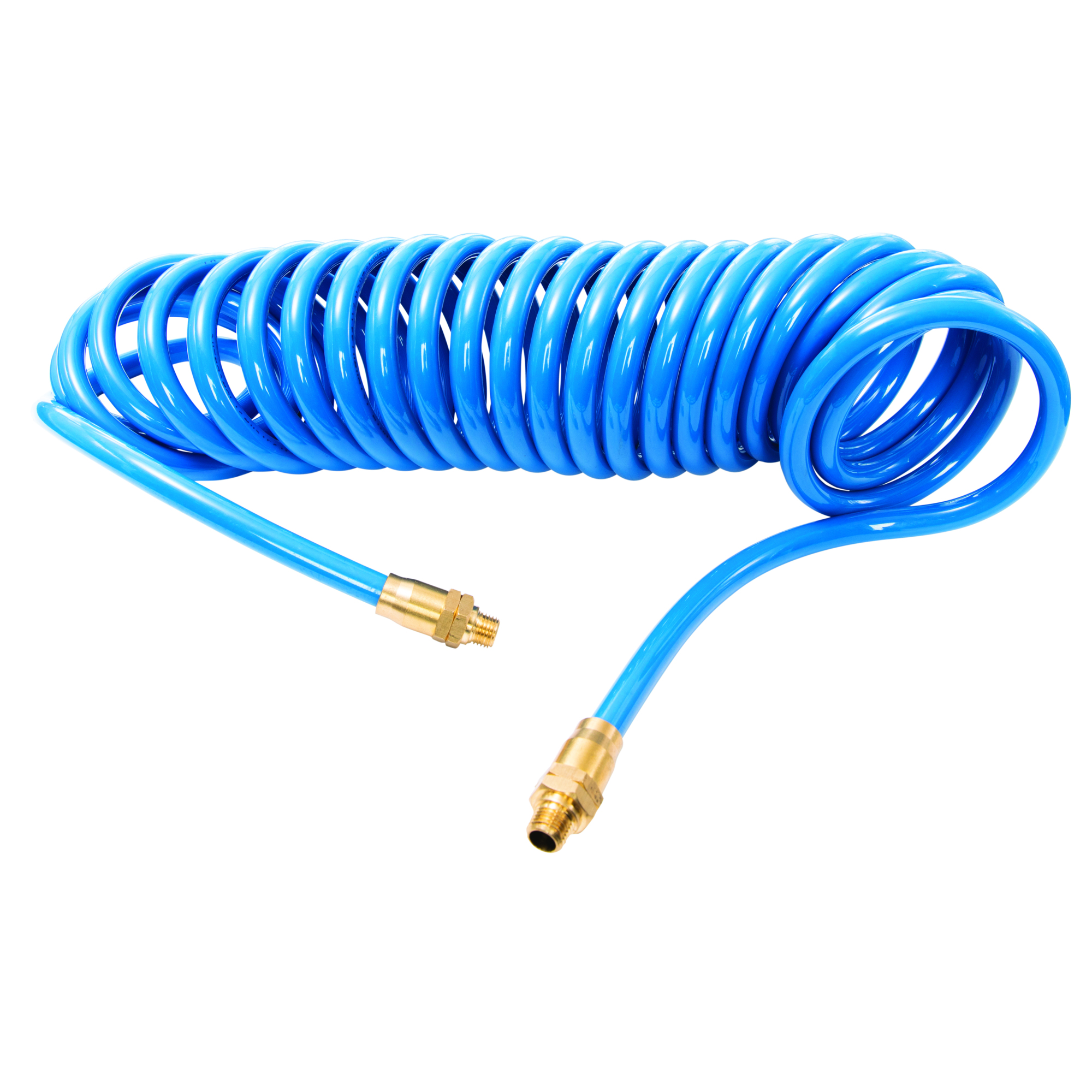 STEELMAN 25-Foot Coiled 3/8-Inch ID Air Hose with Reusable 1/4-Inch NPT Brass Fittings 50041-IND